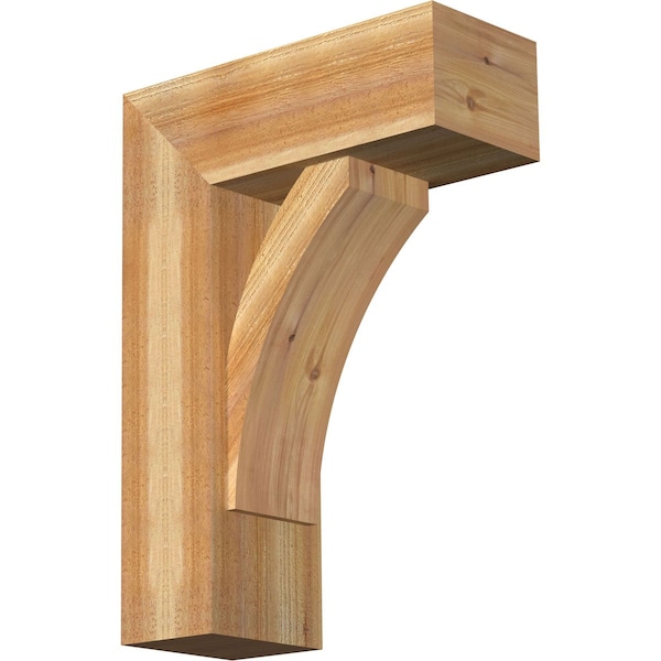 Ekena Millwork Thorton Block Rough Sawn Bracket w/ Offset Brace, Western Red Cedar, 8"W x 20"D x 28"H BKT0806X20X28THR05RWR - main